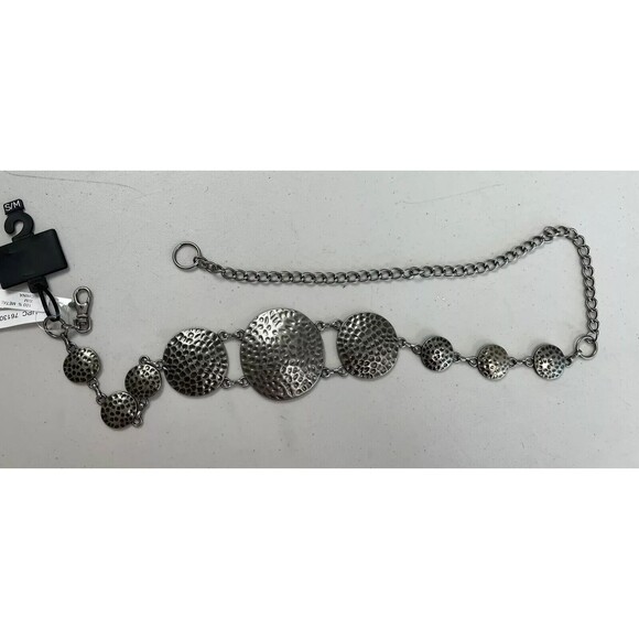 No Boundaries Women's Silver Tone Hammered Metal Belly Link Chain Waist Belt S/M - Picture 1 of 5